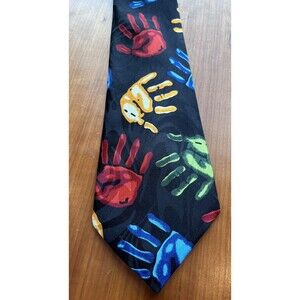 Steven Harris Necktie Hand Prints For Art Teachers and Dads Multicolor 58 x 4